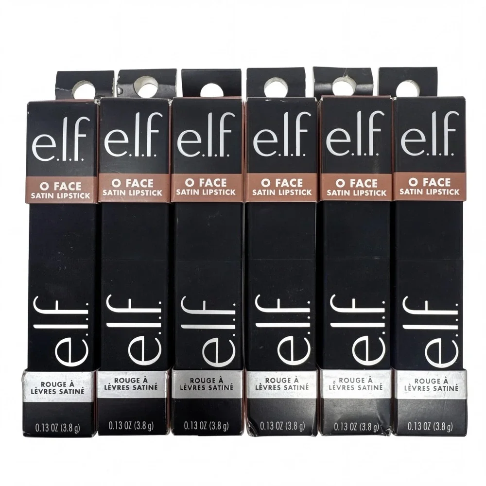 6X e.l.f.  O Face Satin Lipstick NO DOUBT 0.13 oz Black Case 0.13 oz Sealed Elf